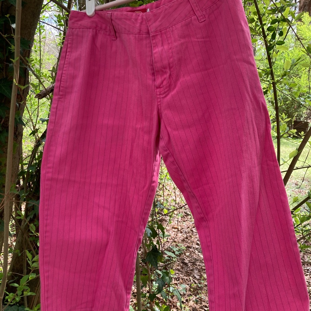 Y2K Pink Grey Pinstripe Dickies Capris Jrs 5
